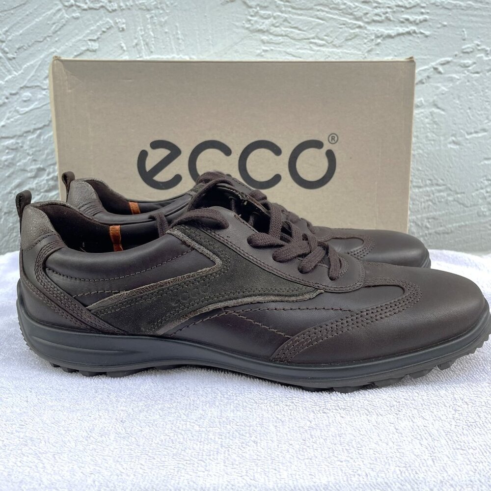 NWT ECCO Men's Brown Strike Tie Leather Suede Comfort Derby Shoes